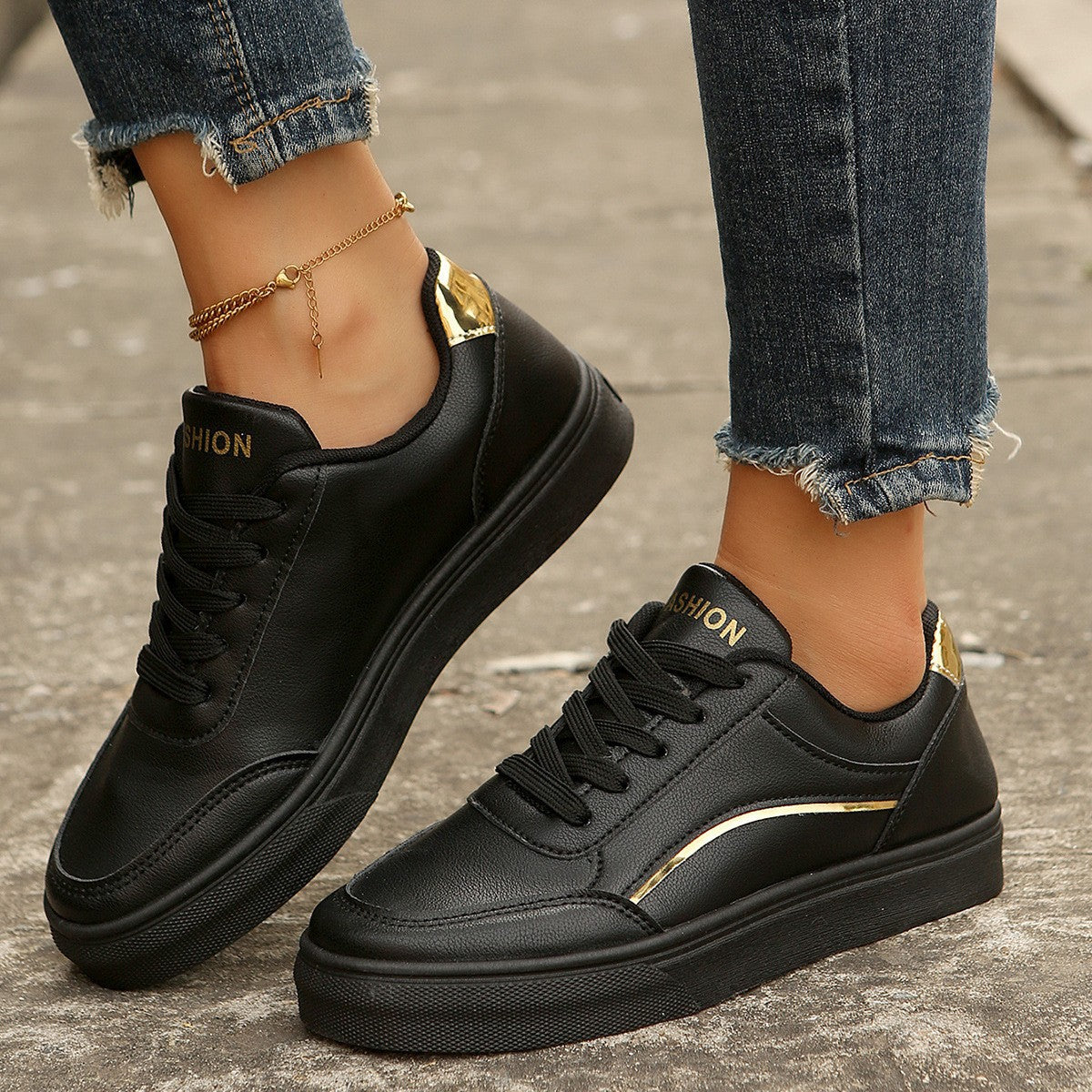 Women’s White Thick-Sole Casual Sneakers
