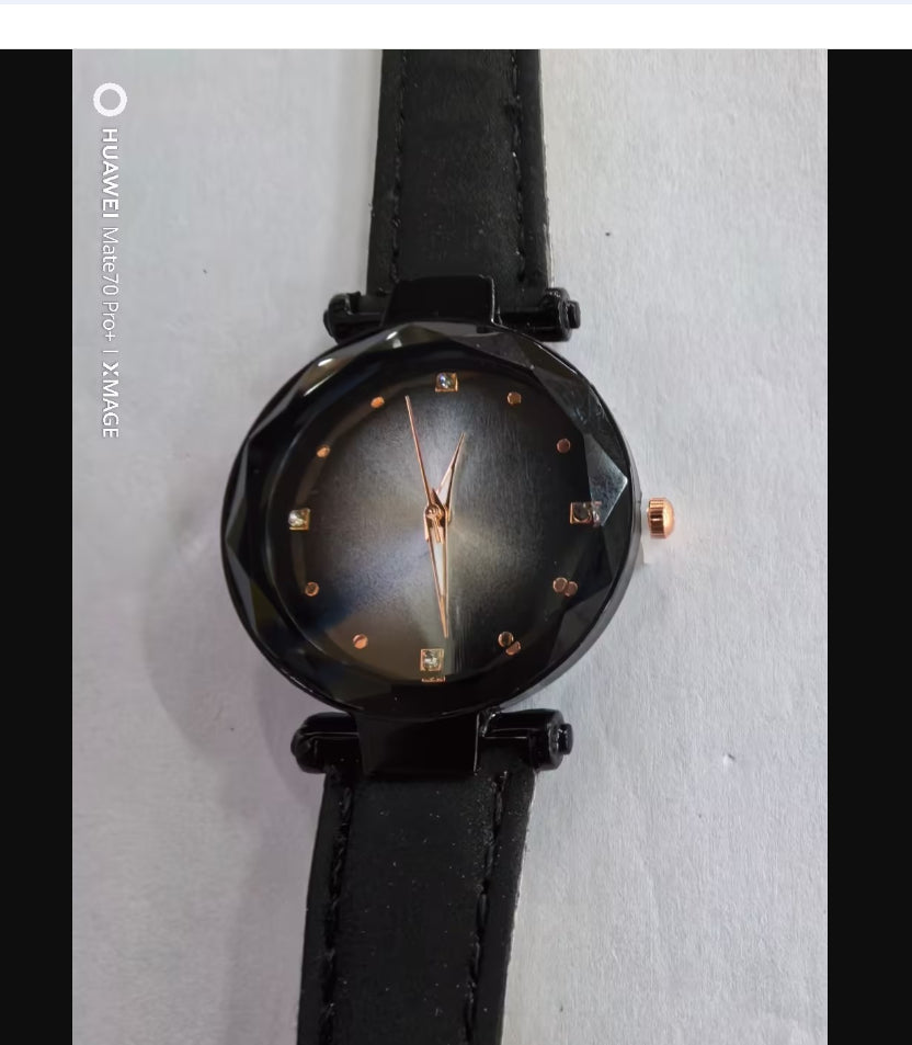 Rose Gold Women’s Magnetic Starry Sky Watch – Waterproof