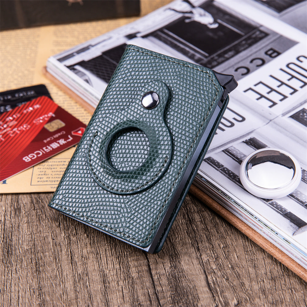 RFID Leather Slim Wallet for Men – Minimalist Card Holder with AirTag Slot