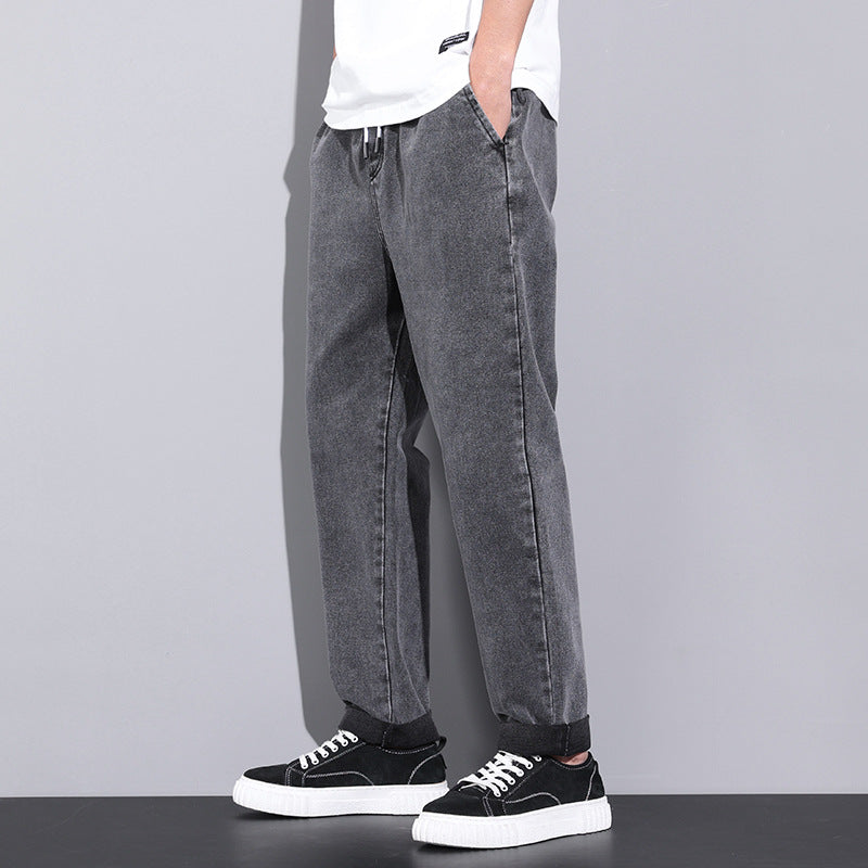 Men’s Summer Wide-Leg Jeans with Drawstring