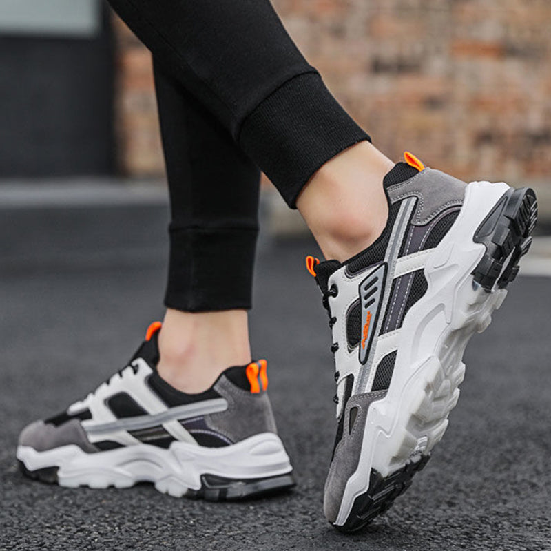 Men’s Lightweight Black & White Mesh Sneakers