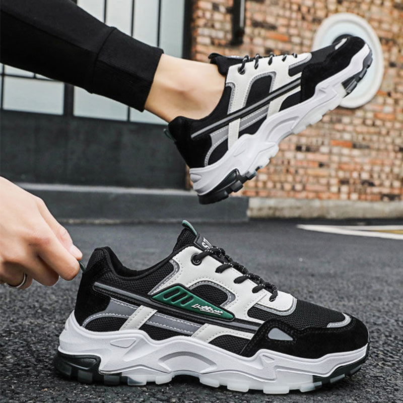 Men’s Lightweight Black & White Mesh Sneakers