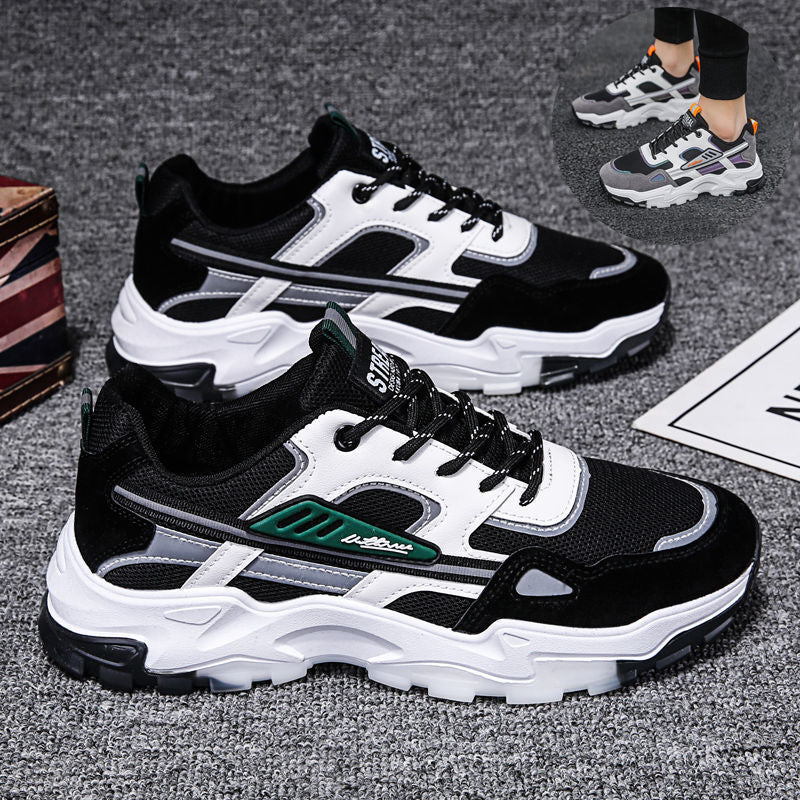 Men’s Lightweight Black & White Mesh Sneakers