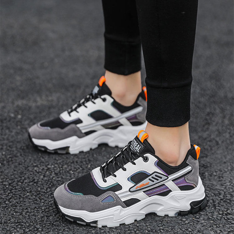 Men’s Lightweight Black & White Mesh Sneakers