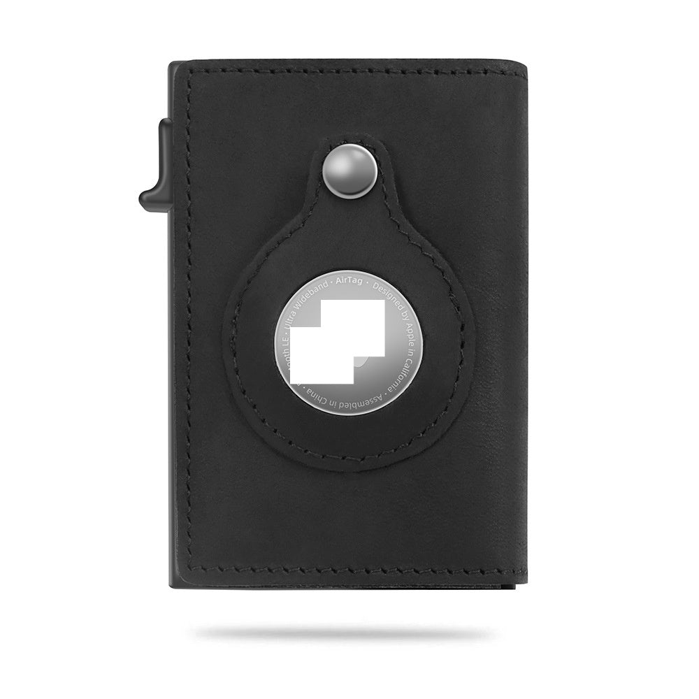 RFID Leather Slim Wallet for Men – Minimalist Card Holder with AirTag Slot