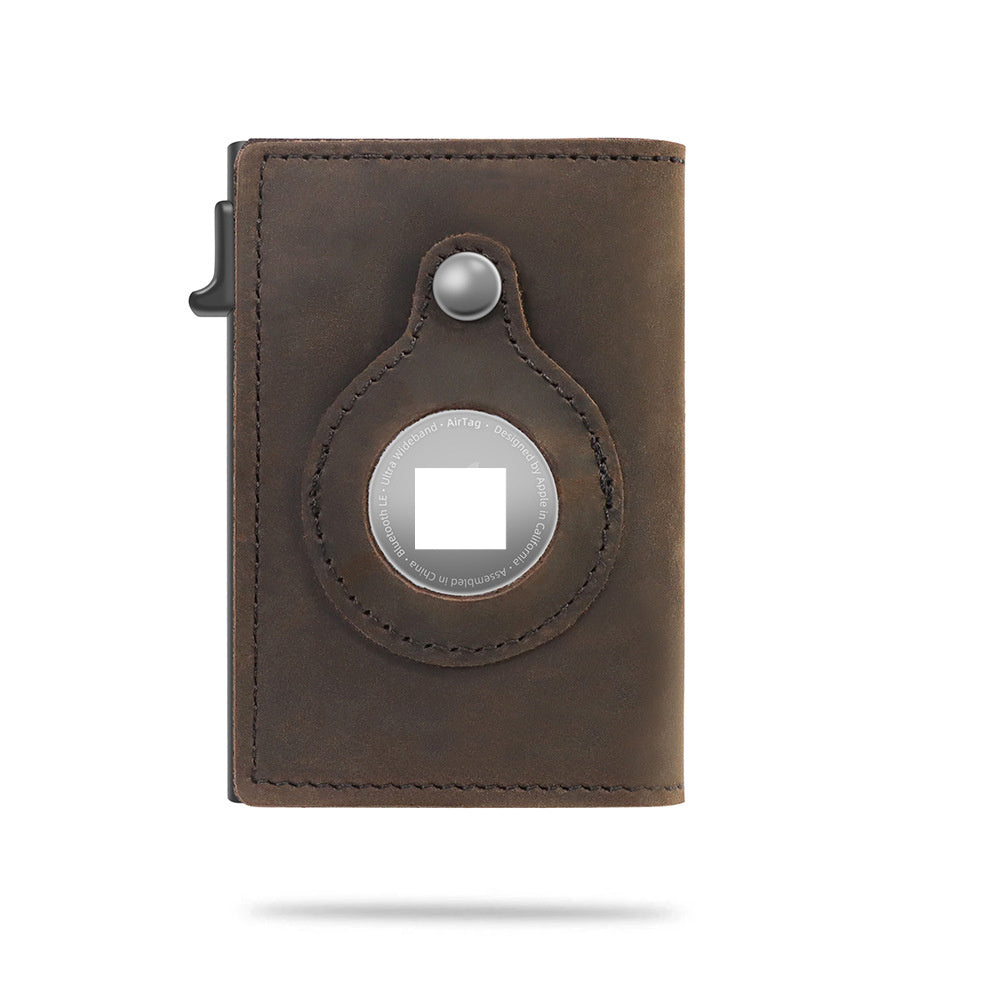 RFID Leather Slim Wallet for Men – Minimalist Card Holder with AirTag Slot