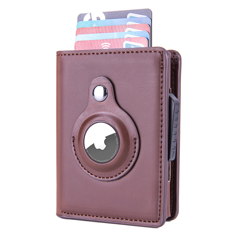 RFID Leather Slim Wallet for Men – Minimalist Card Holder with AirTag Slot