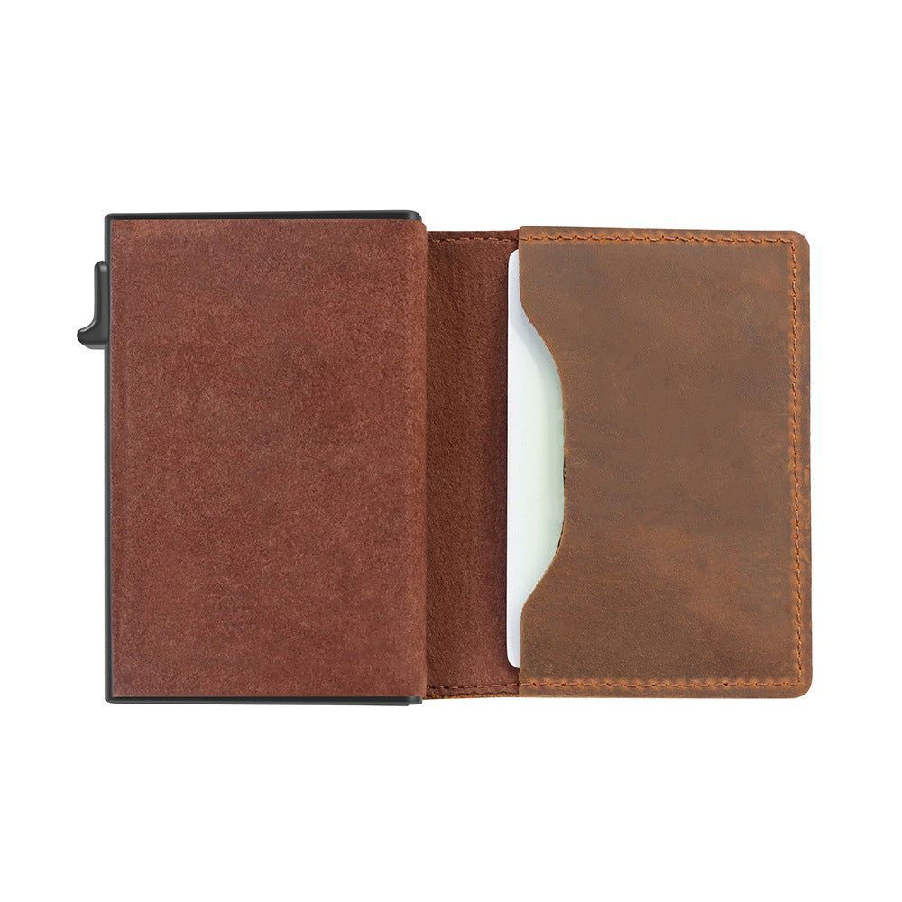 RFID Leather Slim Wallet for Men – Minimalist Card Holder with AirTag Slot