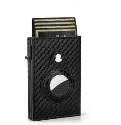 RFID Leather Slim Wallet for Men – Minimalist Card Holder with AirTag Slot