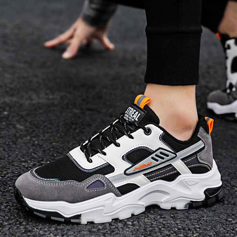 Men’s Lightweight Black & White Mesh Sneakers